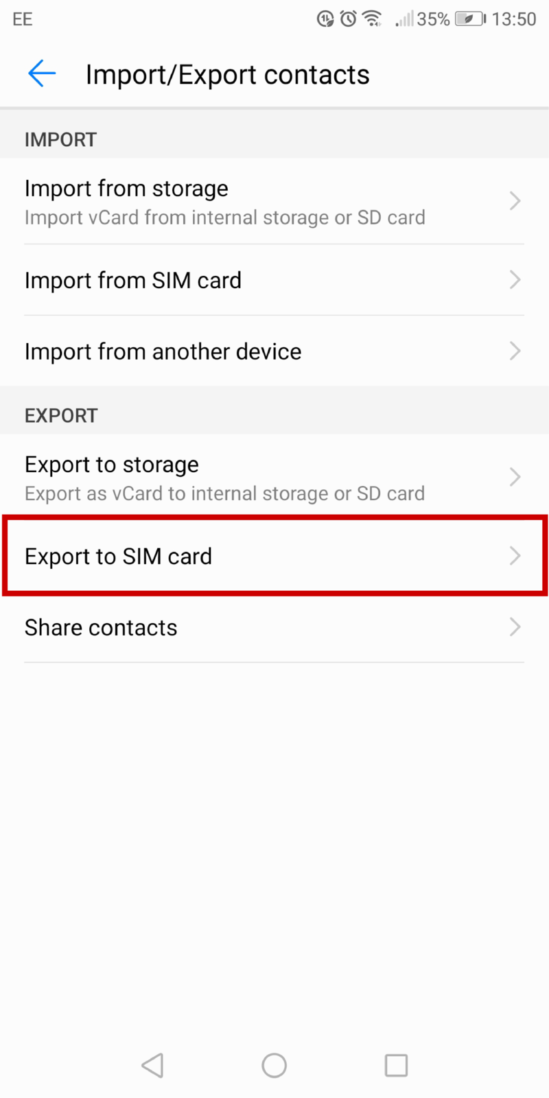 Simple Backup Contacts