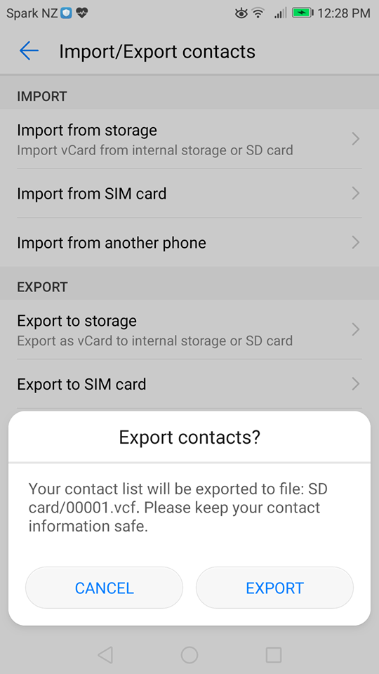 Exporting contacts the old way