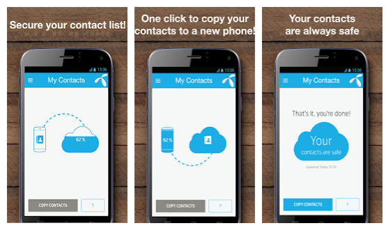 Users of this contact backup app can store their address book with one click