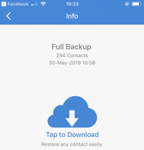 Easy Backup restore contacts