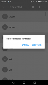 Press the upper-right garbage can icon to delete the selected contacts