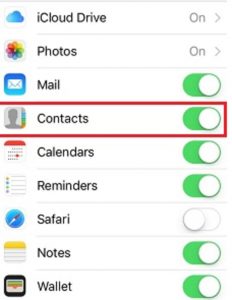 Turn off Contacts slider