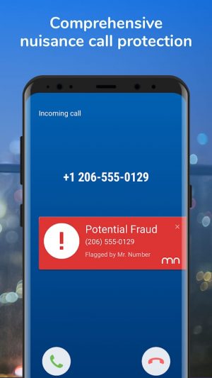 Potential nuisance calls flagged up by the Mr. Number app Potential nuisance calls flagged up by the Mr. Number app