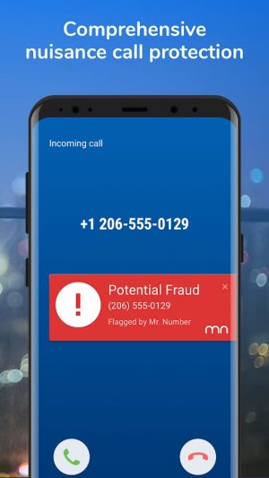 Potential nuisance calls flagged up by the Mr. Number app