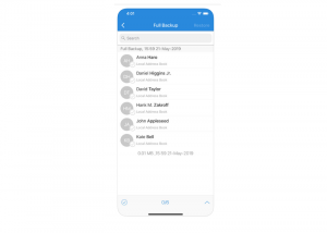 The full backup option lets you select all your contacts at once