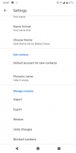 Export contacts in Android