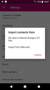 Enter the Settings page in Contacts to perform the action