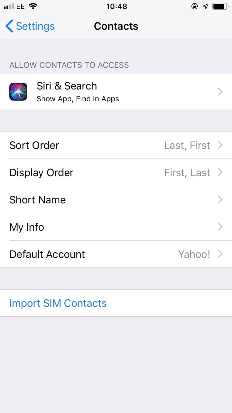 Import contacts from iPhone.